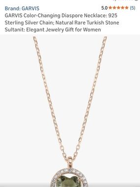 Rose Gold Necklace with Green Diaspore Pendant
